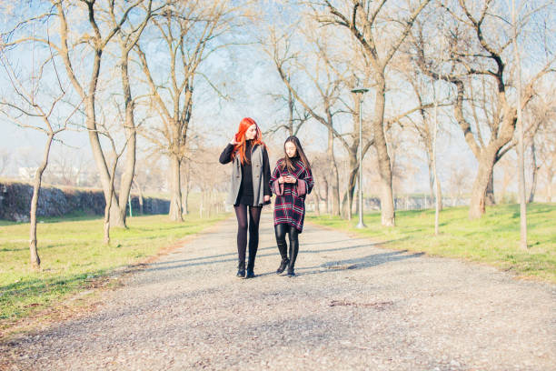 istock Two young girls walking in park. 919175986