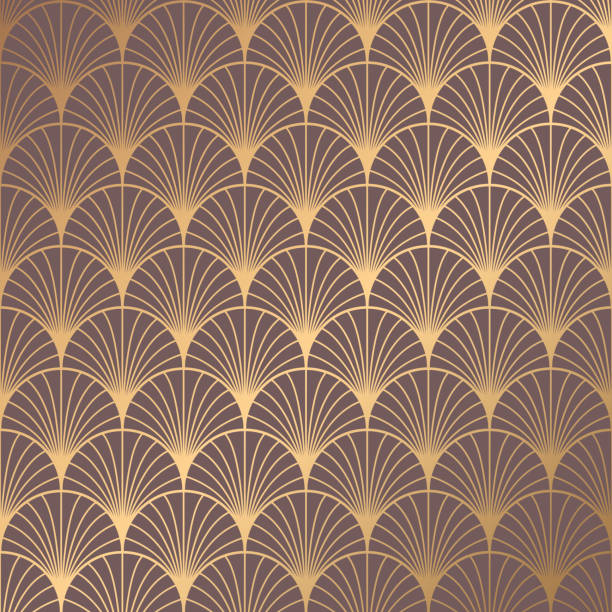 Art Deco Pattern Art Deco Pattern. Seamless golden background. Minimalistic geometric design. Vector line design. 1920-30s motifs. Luxury vintage illustration 1930s style stock illustrations