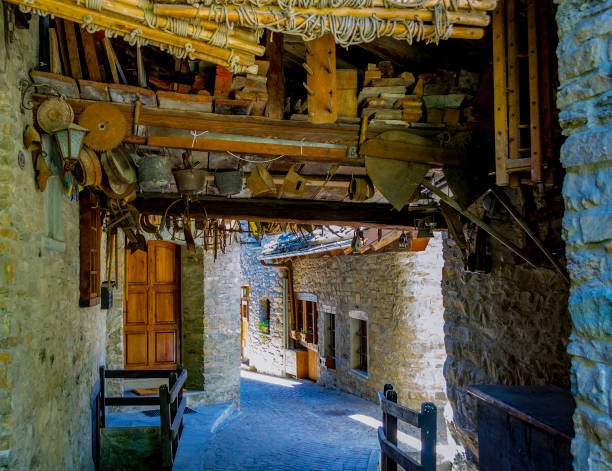 Alley of Courmayeur (Valle d'Aosta, Italy). stock photo
