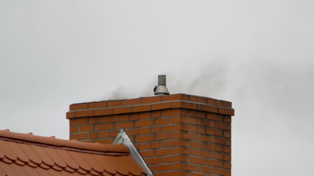 Smoke from the chimney in slow motion in 4k