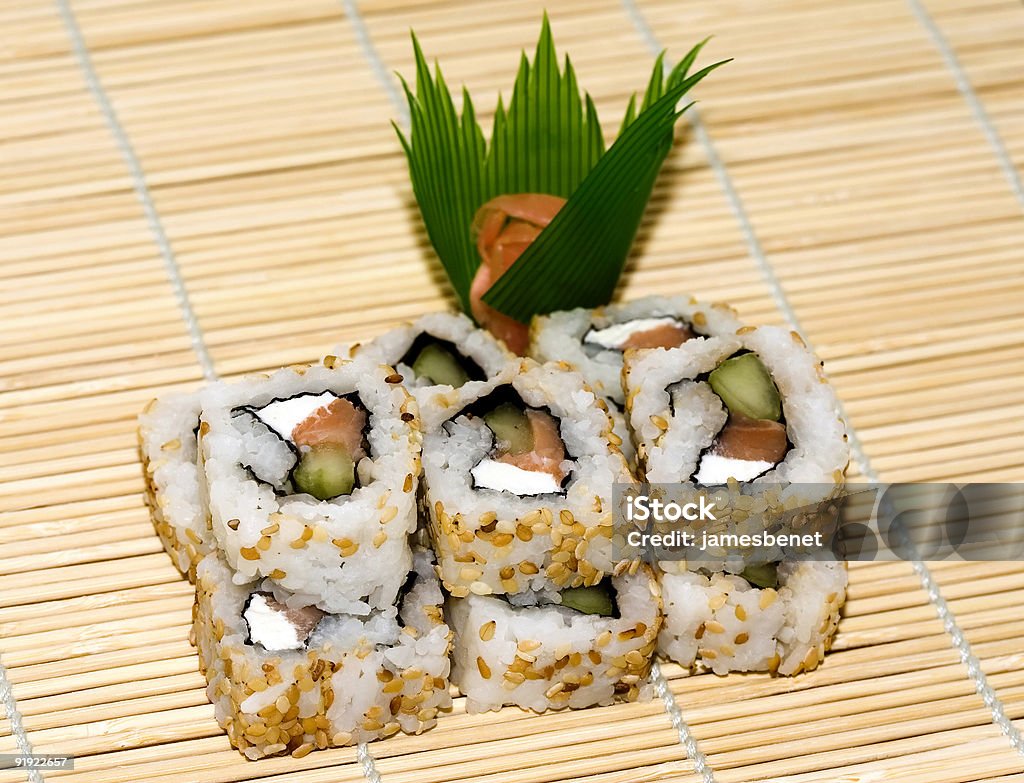 Sushi Maki Roll (Macro)  Color Image Stock Photo