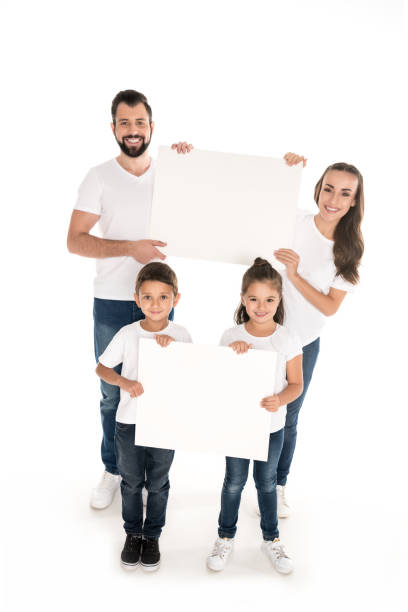 istock family with blank banners 919242200