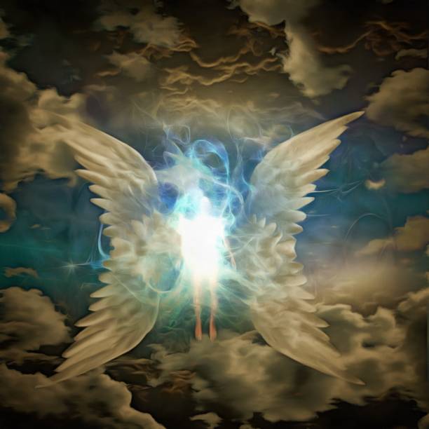 Angel Obscured human figure with large wings spirit guides stock pictures, royalty-free photos & images