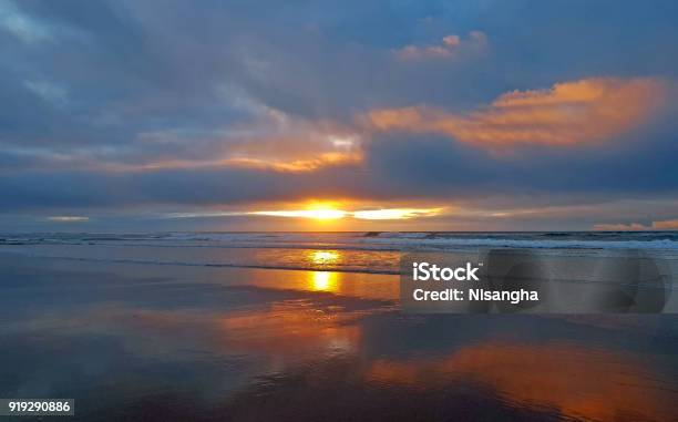 Beautiful Sunset At The Beach On The Westcoast In Portugal Stock Photo - Download Image Now