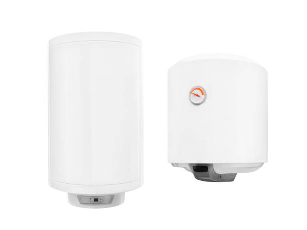 istock Two modern  automatic electric water heater boiler isolated on a white background 919291528