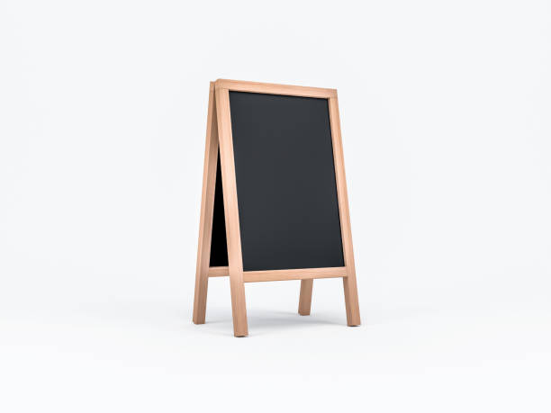 de madeira menu board mockup, cavalete stand - easel blackboard isolated wood - fotografias e filmes do acervo