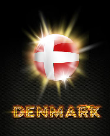 Denmark exploding button with danish flag and name