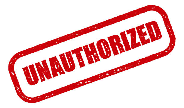 Red Rubber Stamp Icon on Transparent Background A red inked rubber stamp, with a grungy texture to simulate the effect of ink on paper. AI10 EPS is saved in a CMYK color space for optimal printing. unauthorized sign stock illustrations