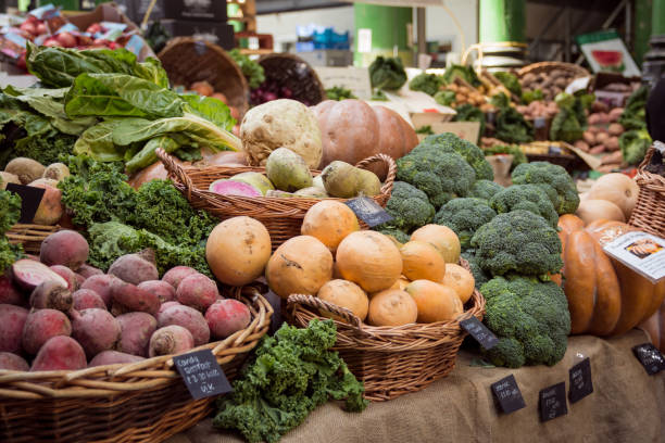 istock Vegetable stall in Borough Market in London. 919309744