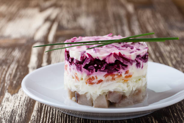 istock Dressed pickled herring, russian salad herring under a fur coat 919353716