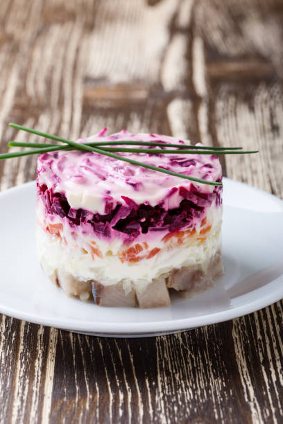 istock Dressed pickled herring, russian salad herring under a fur coat 919354660