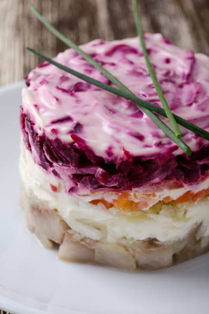 istock Dressed pickled herring, russian salad herring under a fur coat 919354664