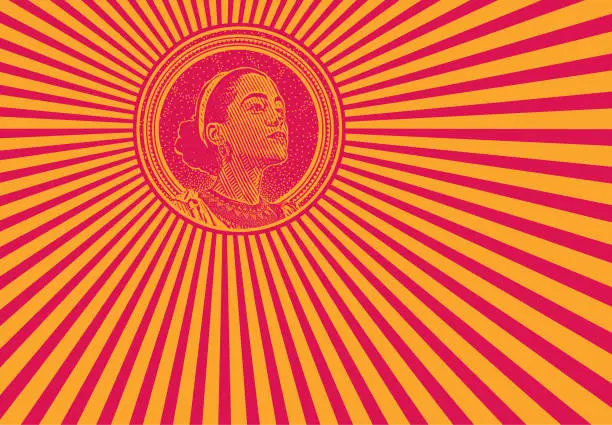 Vector illustration of African American woman and psychedelic pattern