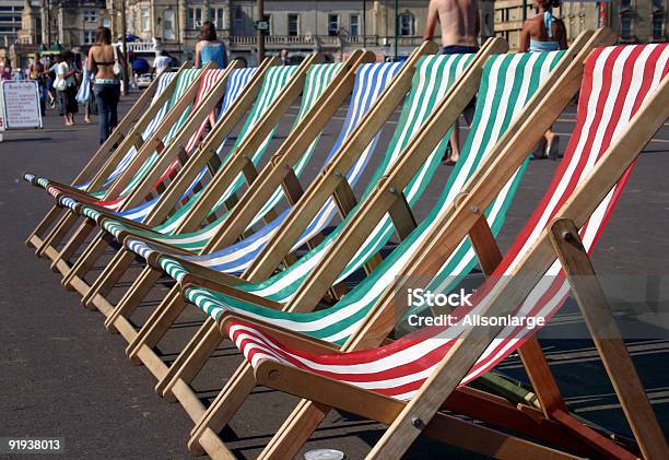 Seafront Deckchairs Stock Photo - Download Image Now - Beach, Chair, Color Image