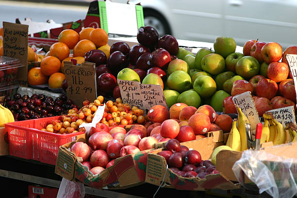 Fruit stall in New York City stock photo