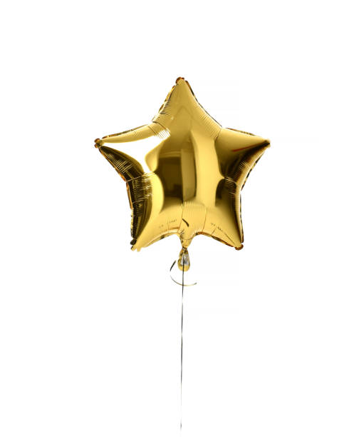 istock Single big gold star balloon object for birthday  party 919407218