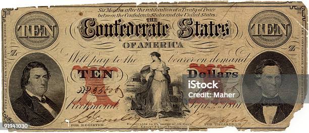 Nota Degli Stati Confederati Damerica - Fotografie stock e altre immagini di Valuta - Valuta, Antico - Vecchio stile, Clima arido