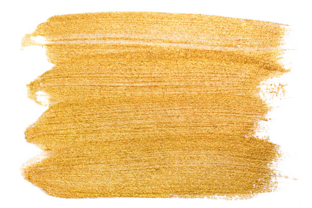 istock Golden watercolor stroke on white. Bright luxury background 919421168