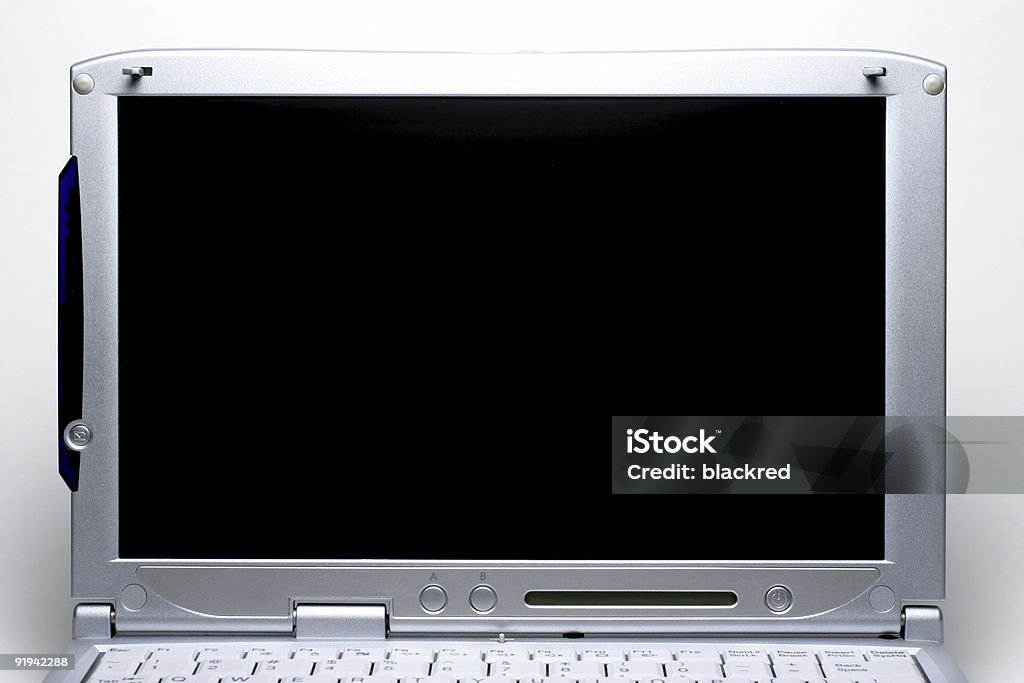 LCD Screen Front view of a LCD screen on laptop computer. Blank Stock Photo