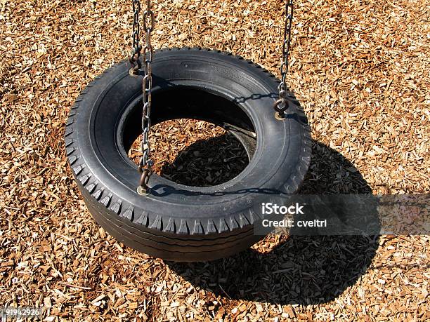 Tire Swing Stock Photo - Download Image Now - Playground, Wood Chip, Chain - Object