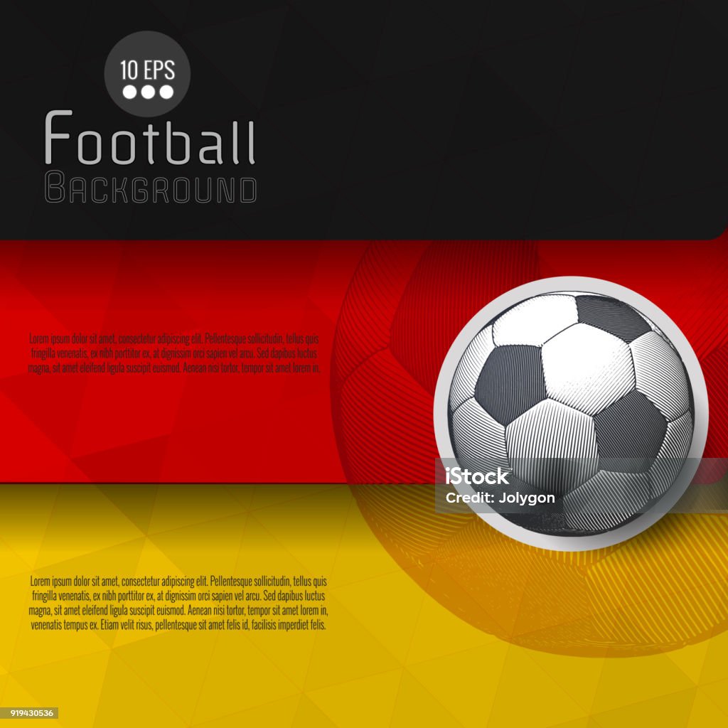 Abstract football graphic template BG Abstract soccer ball graphic template background with black red and yellow flag stripe and space for text copy Abstract stock vector