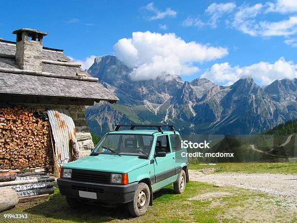 Car On Top Of Dolomite Mountain Stock Photo - Download Image Now - Achievement, Car, Color Image