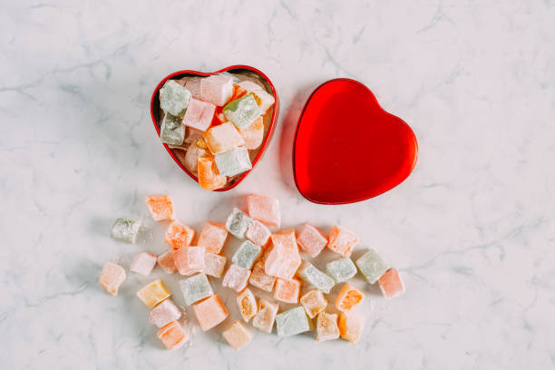 istock Turkish Delights in Red Heart Shaped Box 919443392