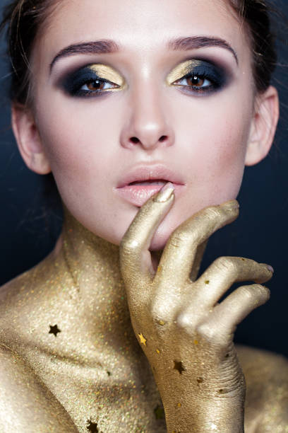 istock Beautiful Female Face Closeup. Cute Woman, Creative Makeup 919446842