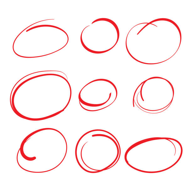 Red Circle Grading Marks with Swoosh Feel - Marking up Papers Red Circle Grading Marks with Swoosh Feel - Marking up  the Papers red circle stock illustrations