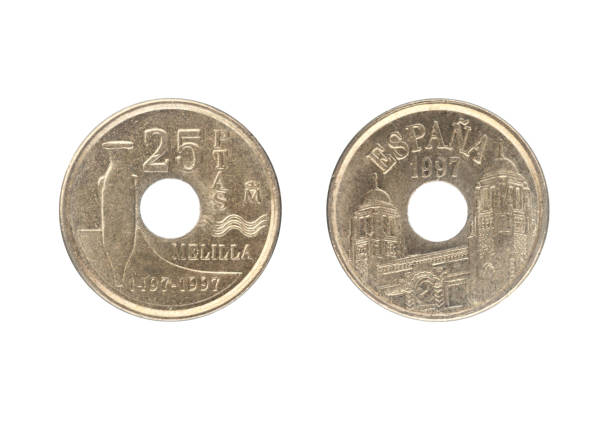 istock 25 pesetas coin, issued by Spain in 1997. 919447634