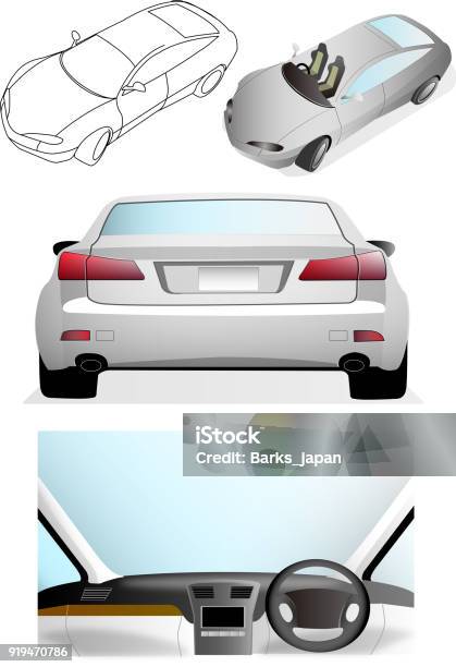Car Illustration Collection Set Stock Illustration - Download Image Now - Rear View, Vector, Wheel