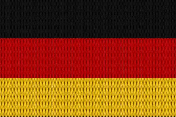 Vector illustration of Flag of Germany on a vector knitted woolen texture. A knitted German flag creates a seamless pattern