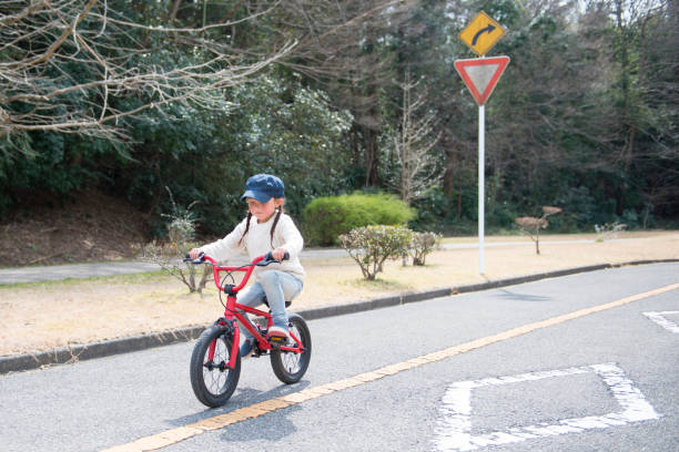 istock Little girl riding a bicycle 919476470