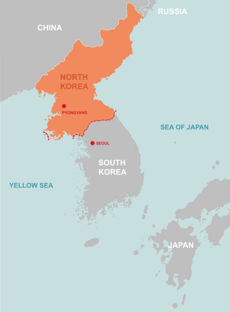 mapa korei północnej i krajów ymi - korean peninsula stock illustrations