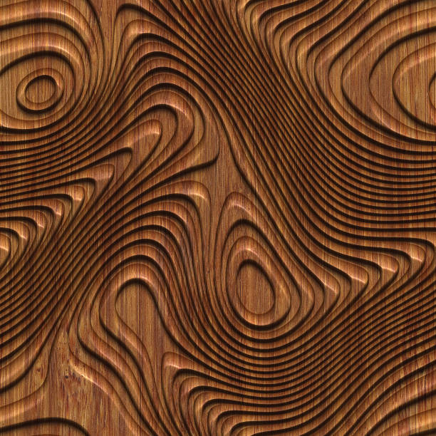 istock Carved pattern on wood background seamless texture, 3d illustration 919493928