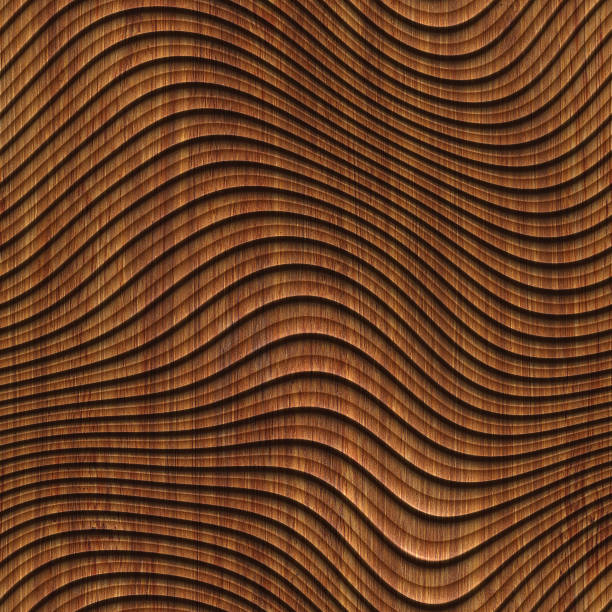 istock Carved pattern on wood background seamless texture, 3d illustration 919496710