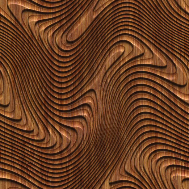 istock Carved pattern on wood background seamless texture, 3d illustration 919496986
