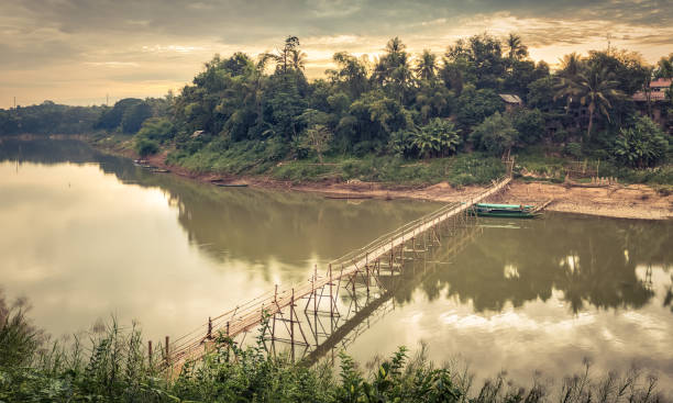 istock Beautiful view of a bamboo bridge. Laos landscape. Panorama 919502494