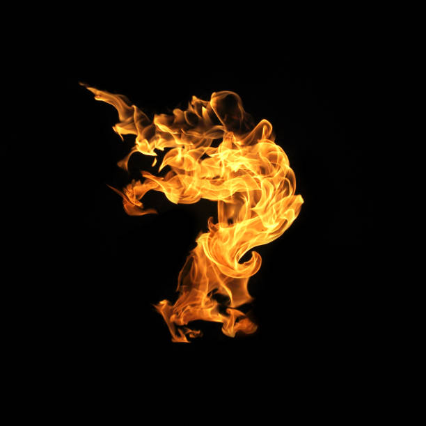 istock Fire flames collection isolated on black background 919517564