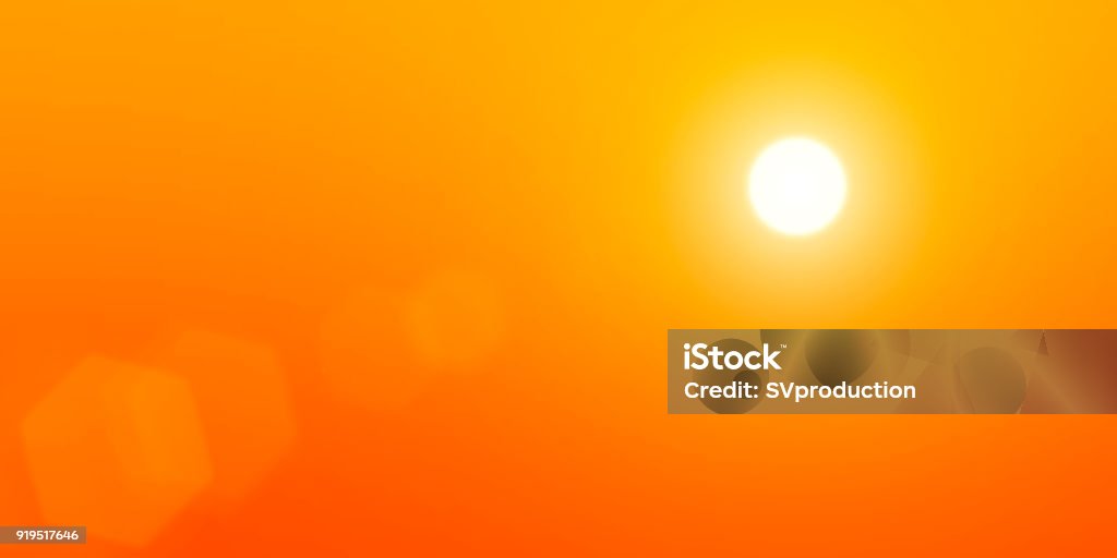 The sun is in the sky The sun on a background of orange sky. Sun Stock Photo