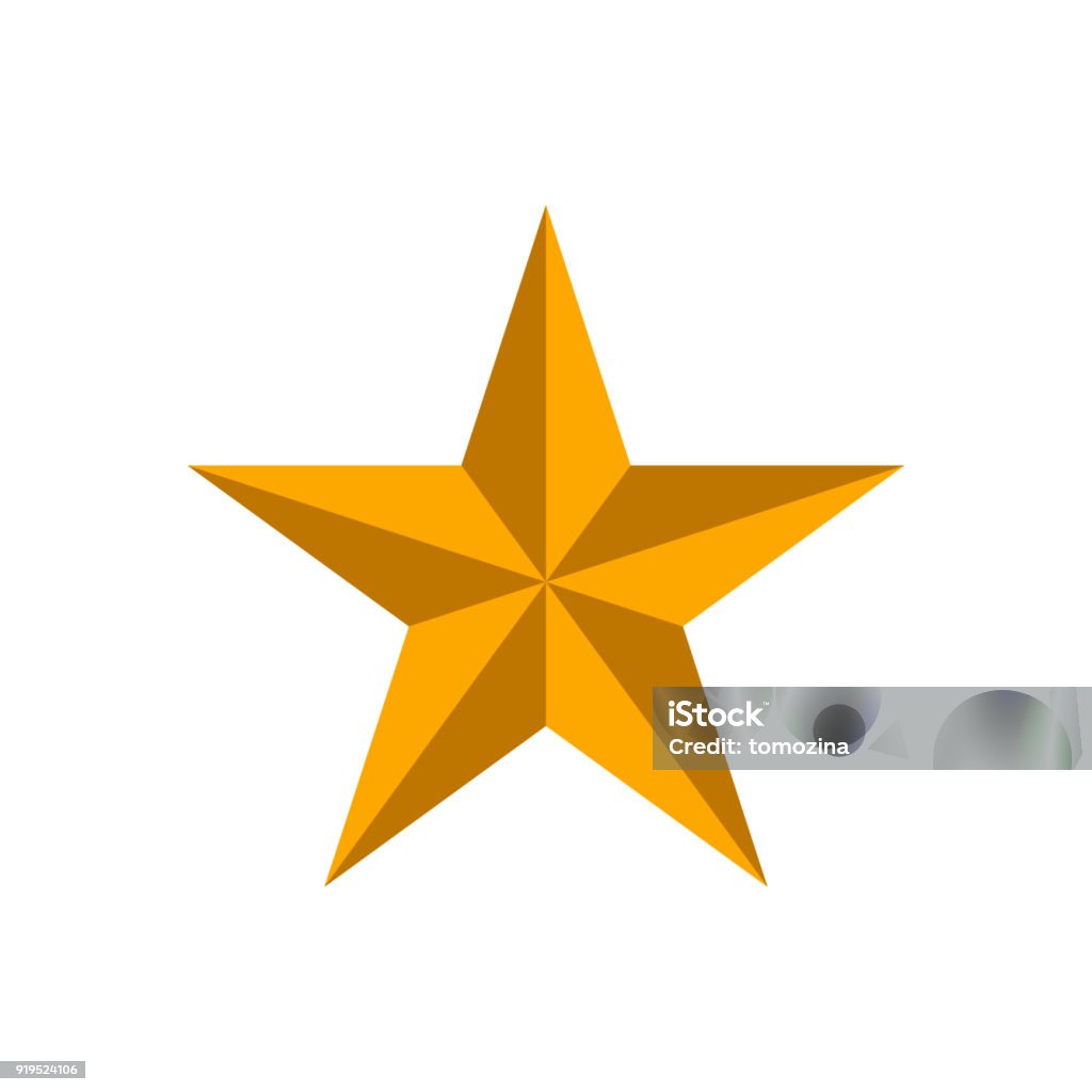 Golden star on white background Golden 3D star isolated on white background. Vector illustration Star Shape stock vector