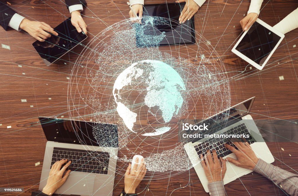 Digital devices and global network concept. Global Business Stock Photo