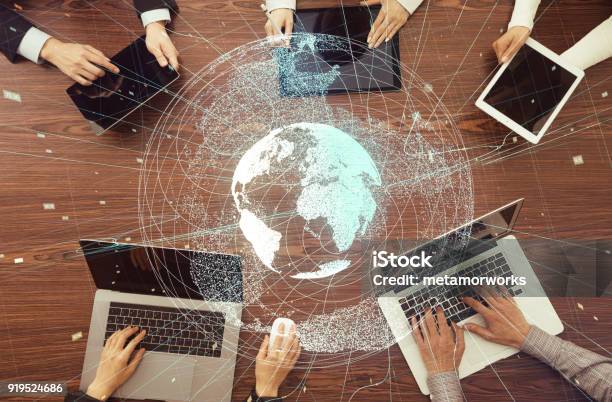 Digital Devices And Global Network Concept Stock Photo - Download Image Now - Global Business, Global Communications, Global