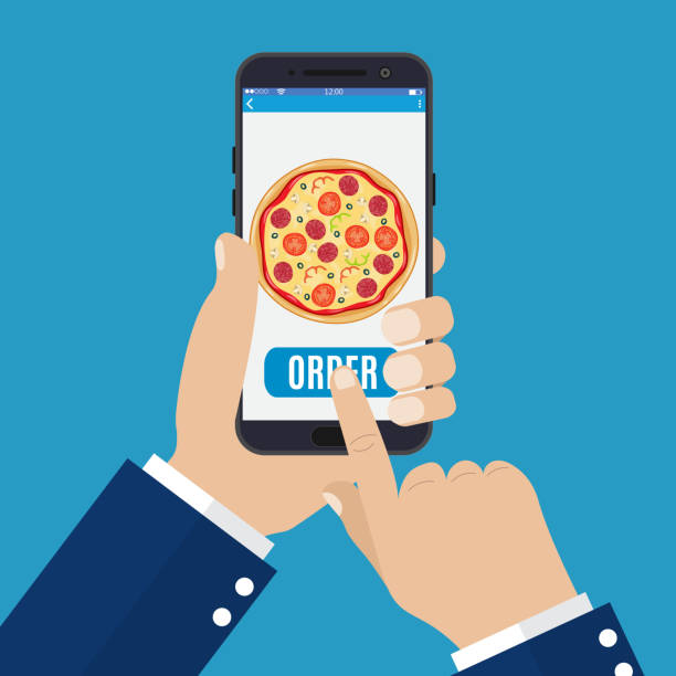 온라인 주문 피자입니다. - application software food pizza cheese stock illustrations