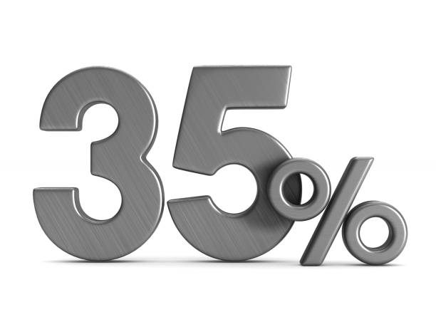 thirty five percent on white background. Isolated 3D illustration