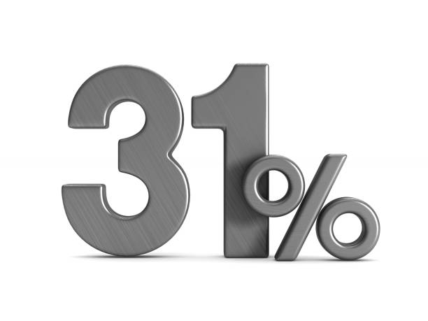 istock thirty one percent on white background. Isolated 3D illustration 919544732