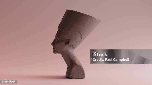 Polished Stone Bust Of Nefertiti Stock Photo - Download Image Now - Nefertiti, Statue, Adult