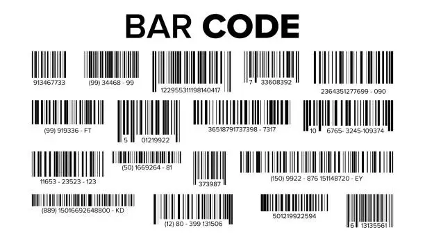 Vector illustration of Bar Code Set Vector. Universal Product Scan Code. Isolated Illustration