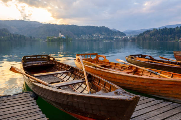 istock A pletna, traditional Slovenia boat 919555250