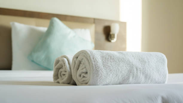 istock White towel shampoo and soap on a bed. 919561188